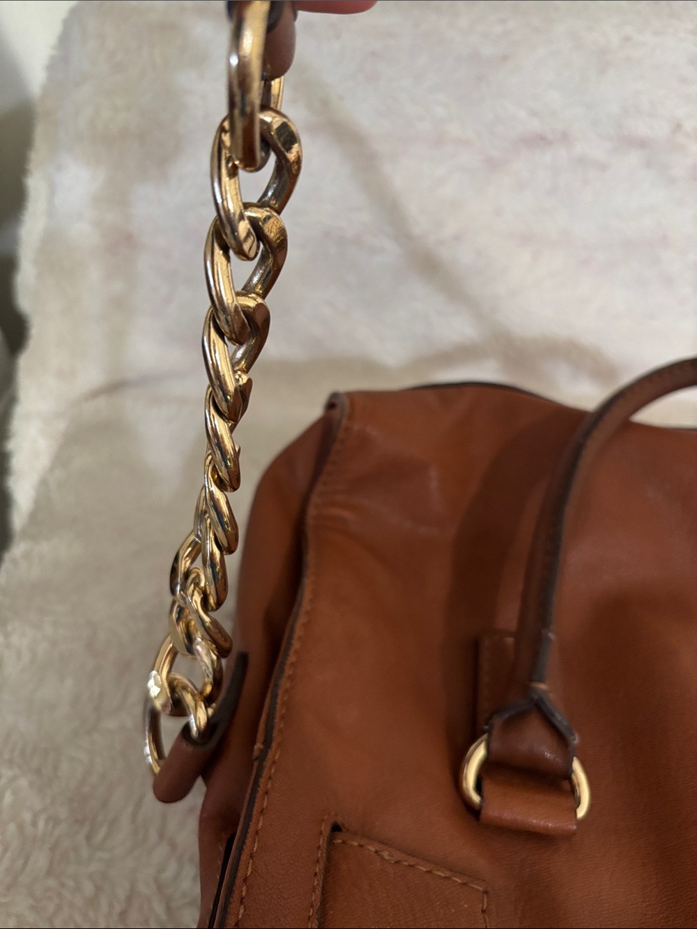 Michael Kors Cognac Leather Satchel with Gold Hardware - Picture 11 of 11